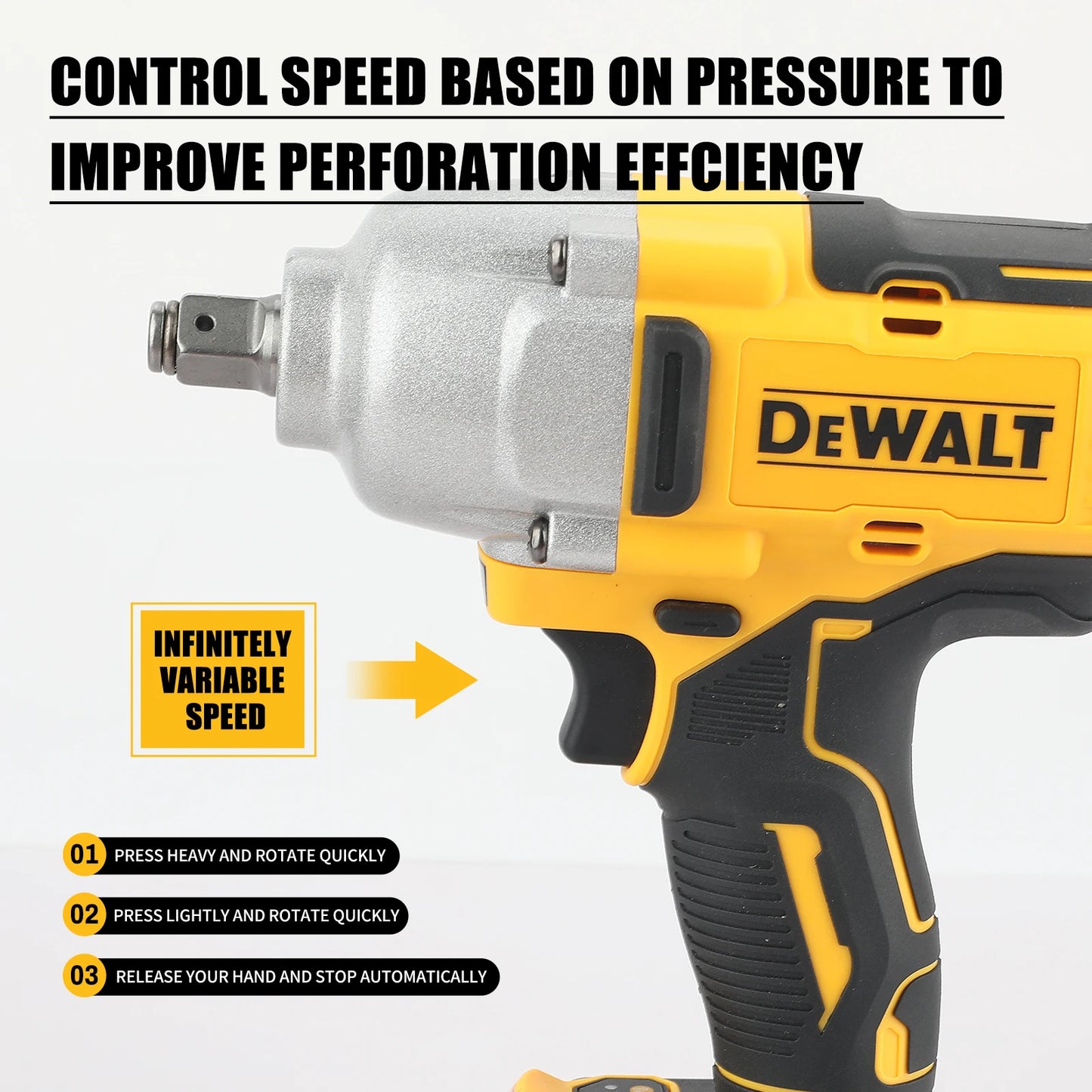 DeWALT Brushless Impact Wrench:20V Power,1898N.M Torque,Pressure-Driven Speed,Double Safety&Ergonomic Design for Heavy-Duty Jobs