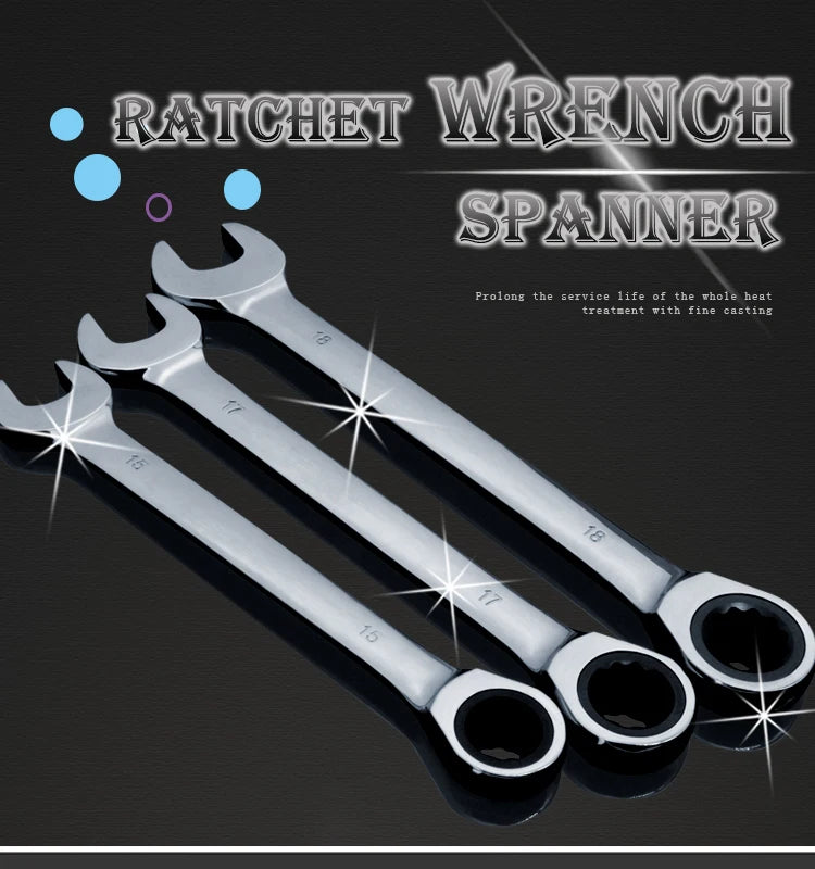 Dual-head Ratchet Wrenches - Chrome Plated Vanadium Steel, 6-32mm Combination Spanners for Car Repair and Hardware Tasks