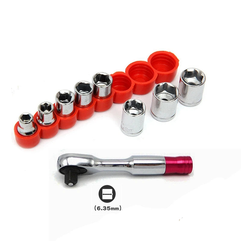 72 Teeth 85mm Torque Ratchet Wrench 1/4'' Mini Socket Wrenches Repair Tool 1/4 Inch Socket Wrench Set 5/6/7/8/9/10/11/12mm