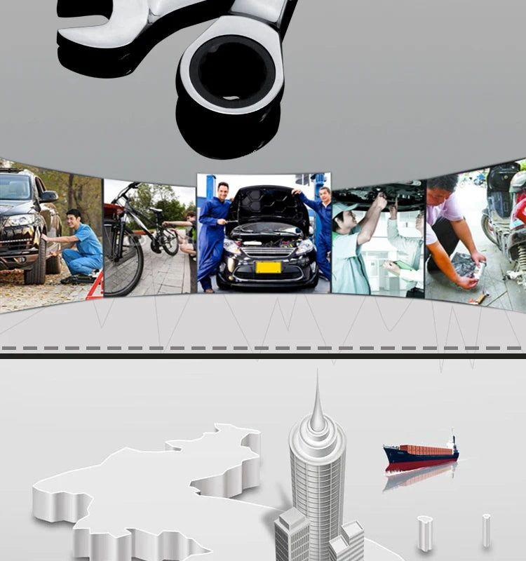 Dual-head Ratchet Wrenches - Chrome Plated Vanadium Steel, 6-32mm Combination Spanners for Car Repair and Hardware Tasks