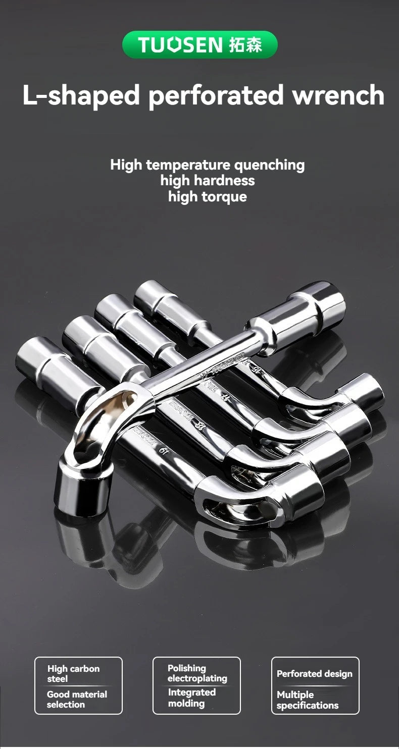 TUOSEN L Type Pipe Perforation Elbow Wrench Double Head Outer Hexagon Socket Sleeve Spanner Remove Fix Screw Nut