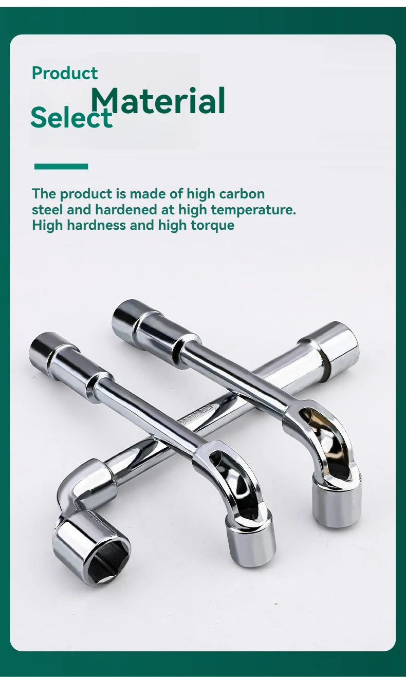 TUOSEN L Type Pipe Perforation Elbow Wrench Double Head Outer Hexagon Socket Sleeve Spanner Remove Fix Screw Nut