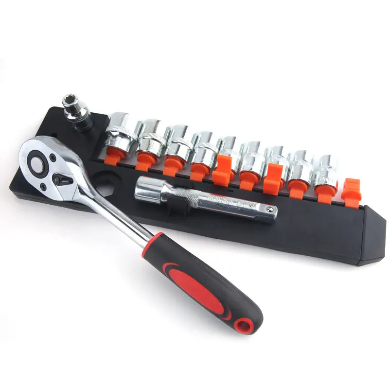 LIDIAO Handle Wrench Set 12pcs Socket Ratchet 1/2 Spanner Kit with Extension Rod and 10 Common Sockets Car Repair Hand Tools