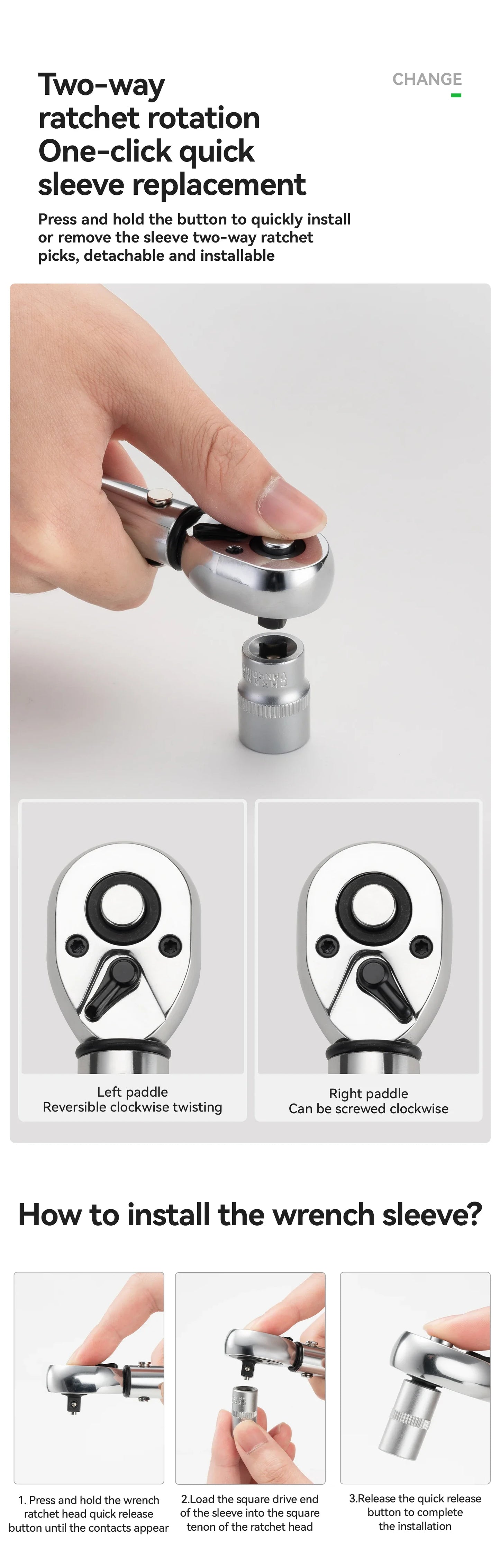 ROCKBROS High Precision Torque Preset Wrenches 2-24 Nm Torque Adjustable 72 Tooth Ratchet Quick Release Torque Wrenches