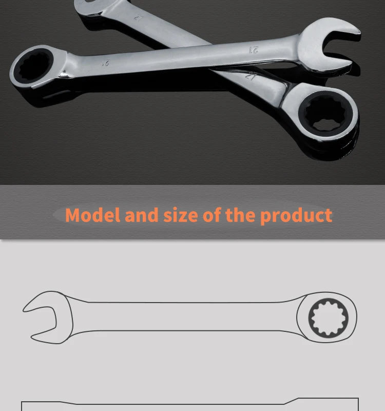 Dual-head Ratchet Wrenches - Chrome Plated Vanadium Steel, 6-32mm Combination Spanners for Car Repair and Hardware Tasks