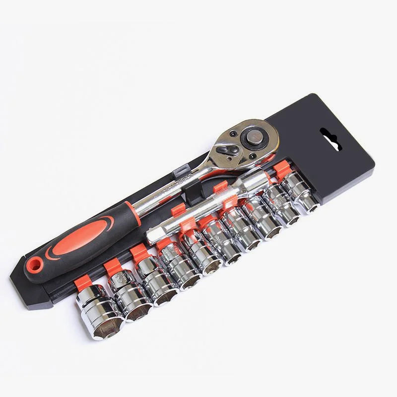12Pcs Socket Ratchet Wrench Set 1/4" 3/8" 1/2" Bicycle Motorcycle Car Repairing Multi-function Wrench Socket Tool