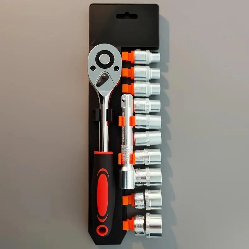 LIDIAO Handle Wrench Set 12pcs Socket Ratchet 1/2 Spanner Kit with Extension Rod and 10 Common Sockets Car Repair Hand Tools