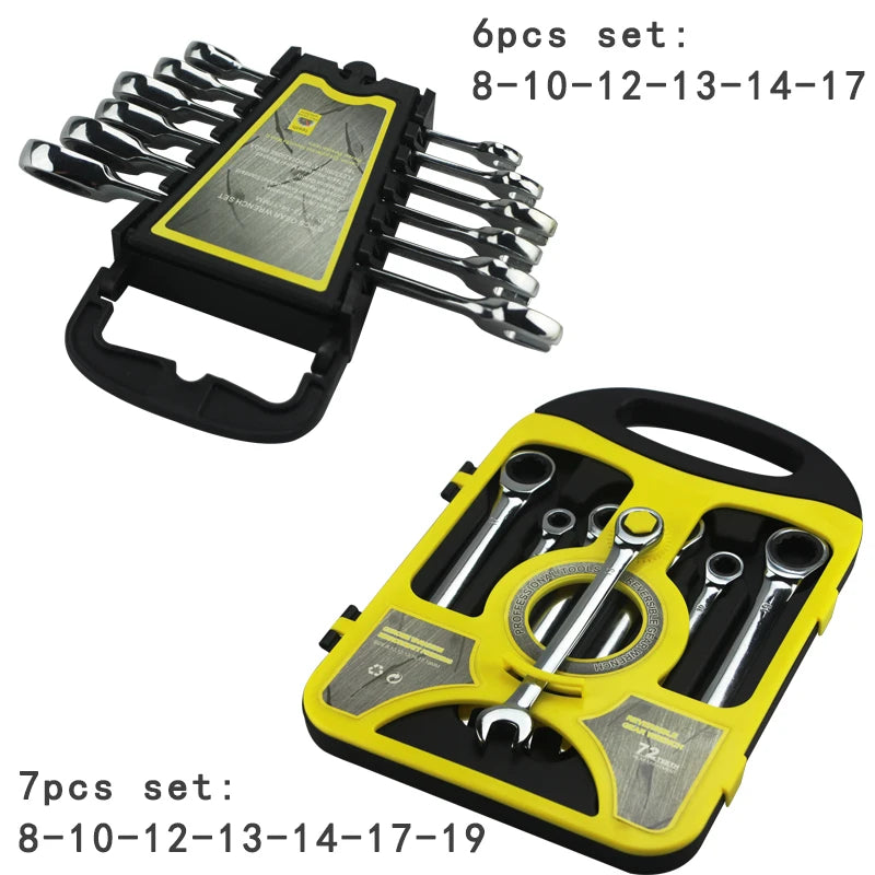 Dual-head Ratchet Wrenches - Chrome Plated Vanadium Steel, 6-32mm Combination Spanners for Car Repair and Hardware Tasks