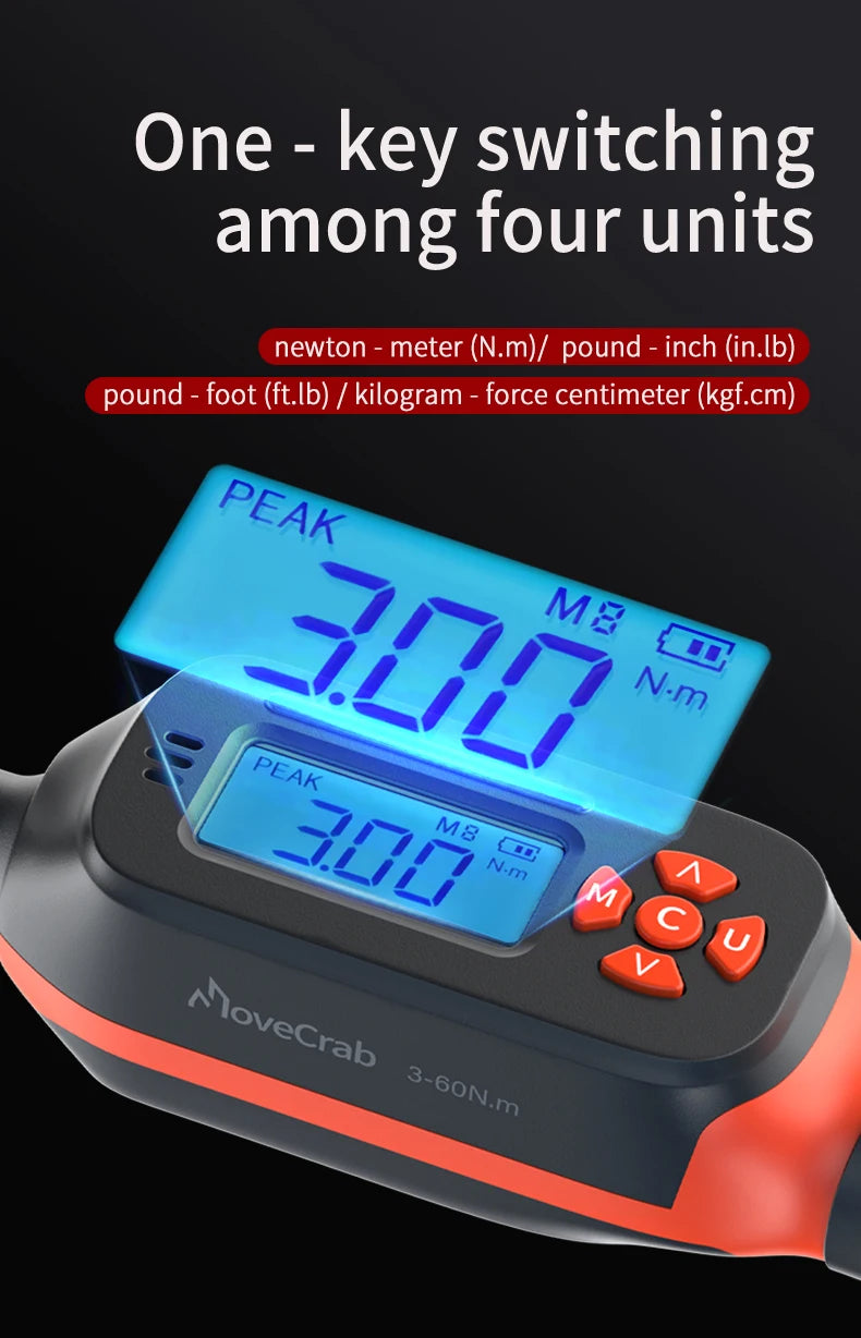 Digital Torque Wrench 0.6-340N.m Adjustable, 2% Accuracy with LED/Buzzer Alert for Car Bike Motorcycle