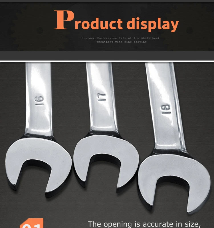 Dual-head Ratchet Wrenches - Chrome Plated Vanadium Steel, 6-32mm Combination Spanners for Car Repair and Hardware Tasks