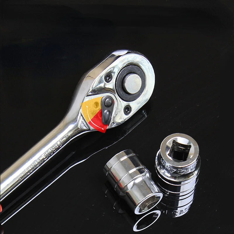 12Pcs Socket Ratchet Wrench Set 1/4" 3/8" 1/2" Bicycle Motorcycle Car Repairing Multi-function Wrench Socket Tool