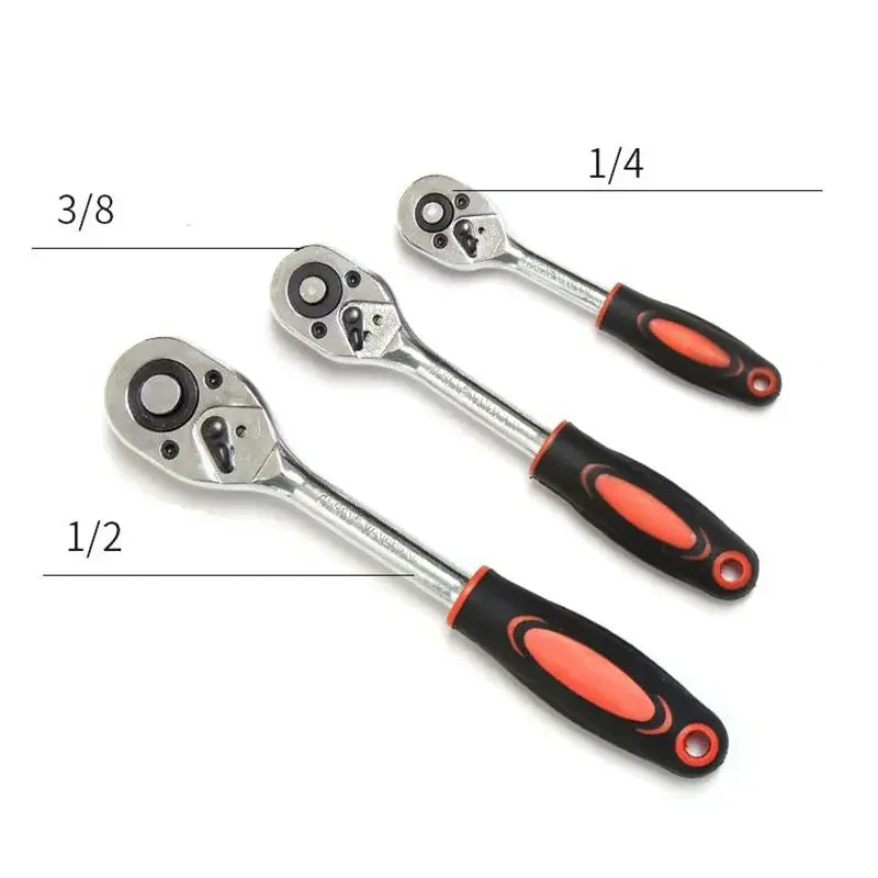 12Pcs Socket Ratchet Wrench Set 1/4" 3/8" 1/2" Bicycle Motorcycle Car Repairing Multi-function Wrench Socket Tool