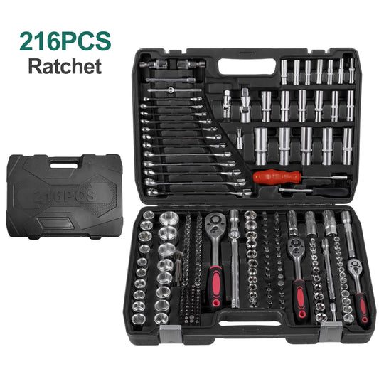216pc Torque Wrench Set For Car Repair Chrome Vanadium Steel Auto Repair Hardware Socket Auto Wrench Ratchet Wrench Socket Tool