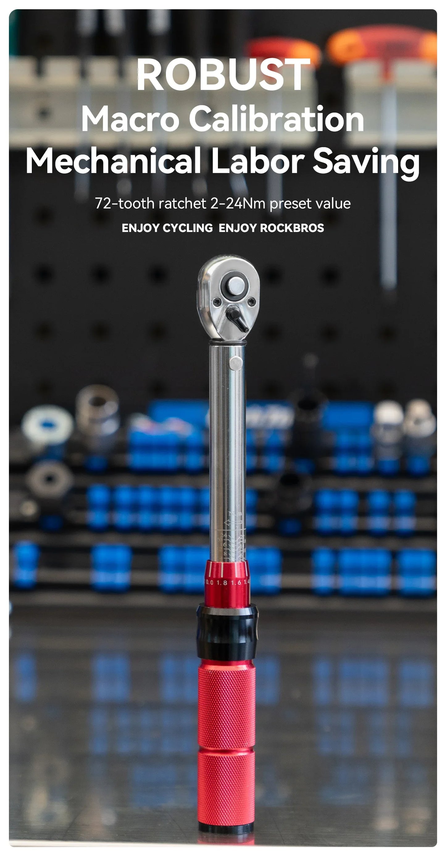 ROCKBROS High Precision Torque Preset Wrenches 2-24 Nm Torque Adjustable 72 Tooth Ratchet Quick Release Torque Wrenches