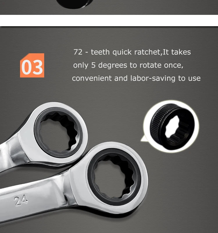 Dual-head Ratchet Wrenches - Chrome Plated Vanadium Steel, 6-32mm Combination Spanners for Car Repair and Hardware Tasks