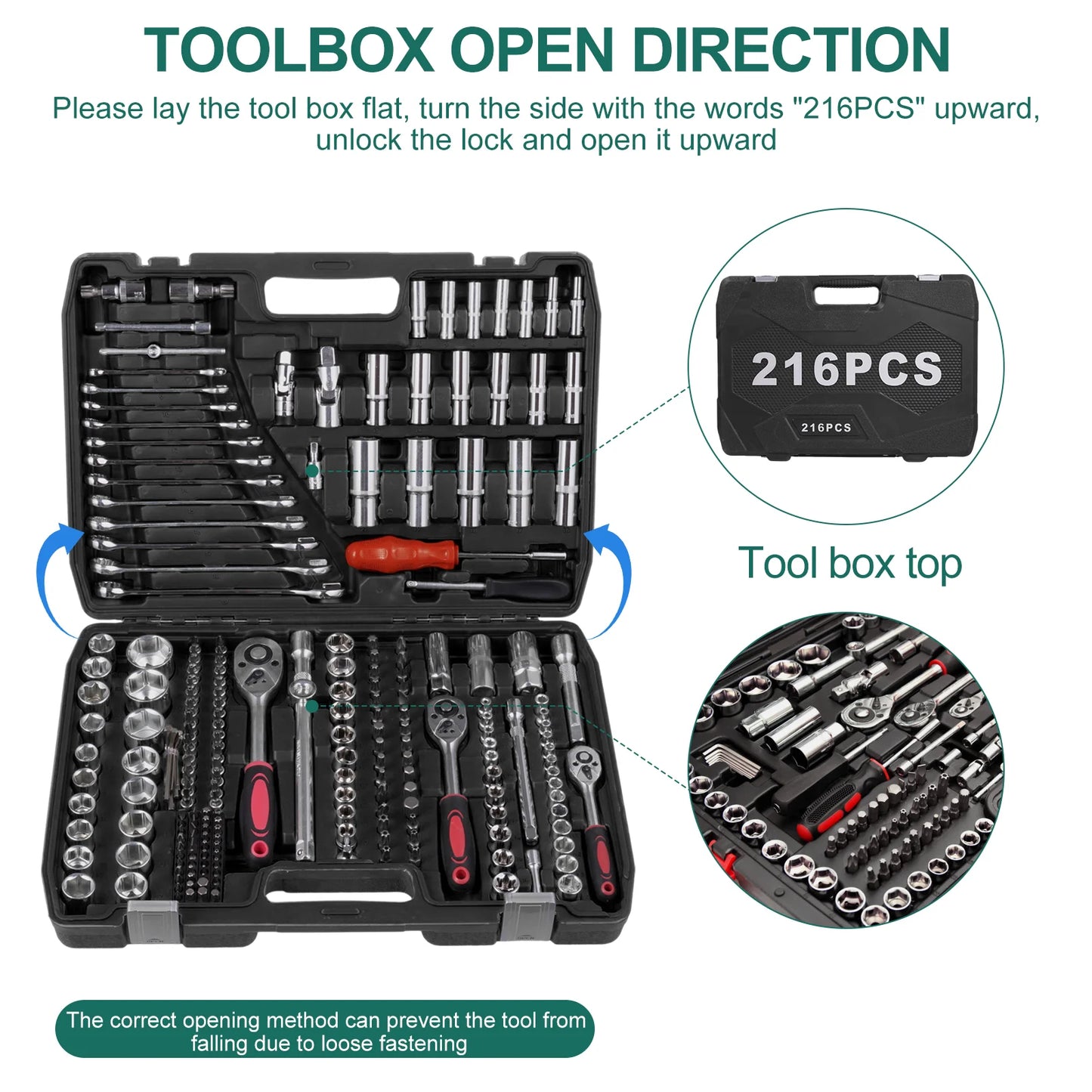 216pc Torque Wrench Set For Car Repair Chrome Vanadium Steel Auto Repair Hardware Socket Auto Wrench Ratchet Wrench Socket Tool