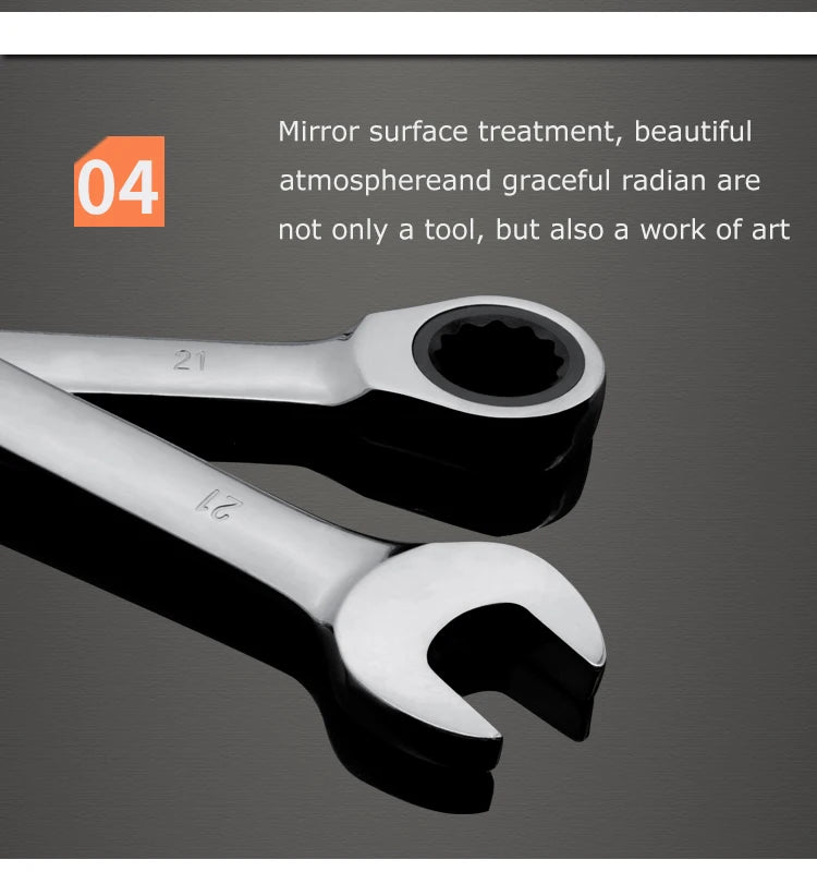 Dual-head Ratchet Wrenches - Chrome Plated Vanadium Steel, 6-32mm Combination Spanners for Car Repair and Hardware Tasks