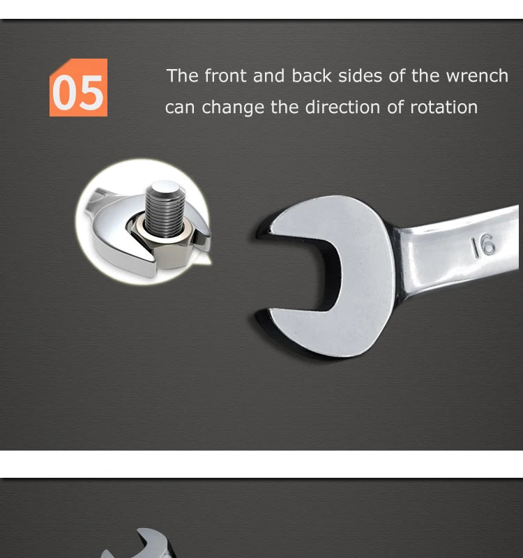 Dual-head Ratchet Wrenches - Chrome Plated Vanadium Steel, 6-32mm Combination Spanners for Car Repair and Hardware Tasks