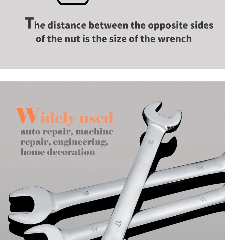 Dual-head Ratchet Wrenches - Chrome Plated Vanadium Steel, 6-32mm Combination Spanners for Car Repair and Hardware Tasks