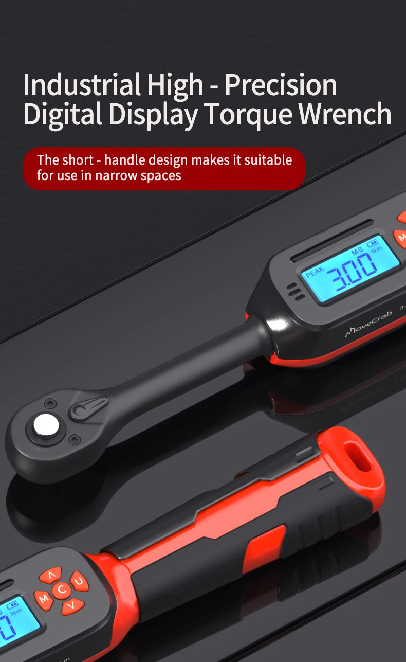 Digital Torque Wrench 0.6-340N.m Adjustable, 2% Accuracy with LED/Buzzer Alert for Car Bike Motorcycle