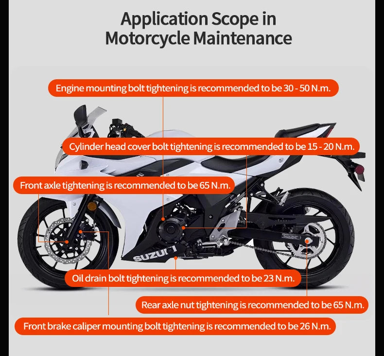 Digital Torque Wrench 0.6-340N.m Adjustable, 2% Accuracy with LED/Buzzer Alert for Car Bike Motorcycle