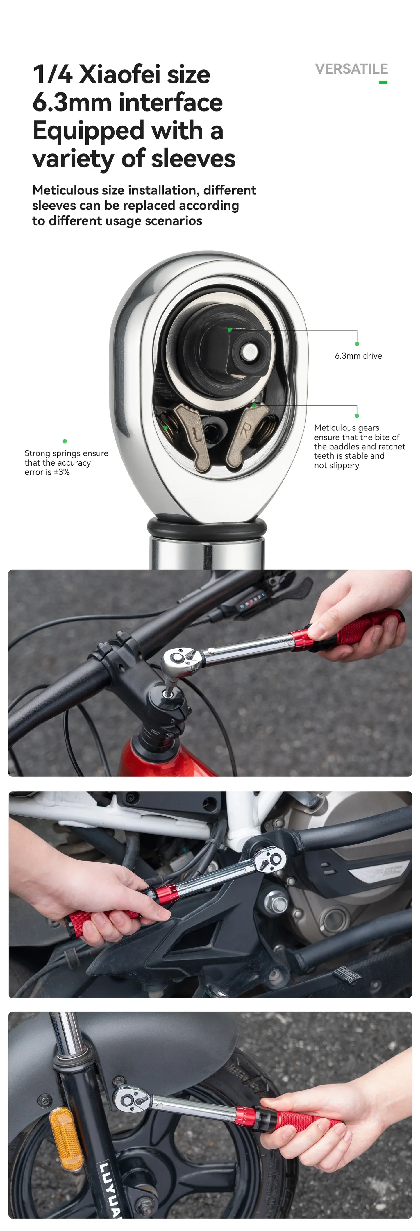 ROCKBROS High Precision Torque Preset Wrenches 2-24 Nm Torque Adjustable 72 Tooth Ratchet Quick Release Torque Wrenches