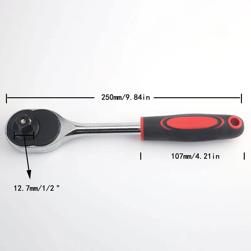 LIDIAO Handle Wrench Set 12pcs Socket Ratchet 1/2 Spanner Kit with Extension Rod and 10 Common Sockets Car Repair Hand Tools