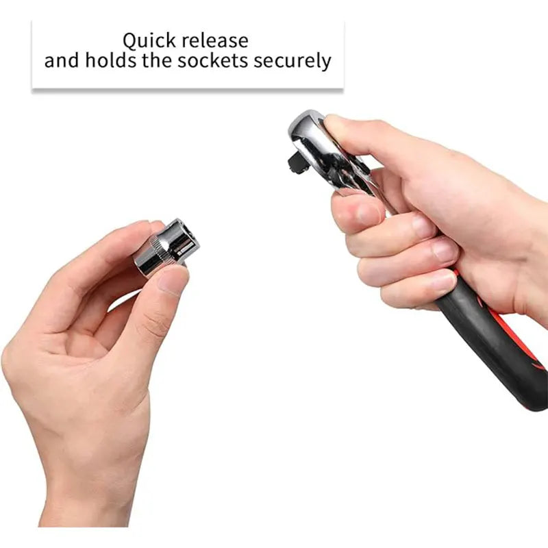 LIDIAO Handle Wrench Set 12pcs Socket Ratchet 1/2 Spanner Kit with Extension Rod and 10 Common Sockets Car Repair Hand Tools