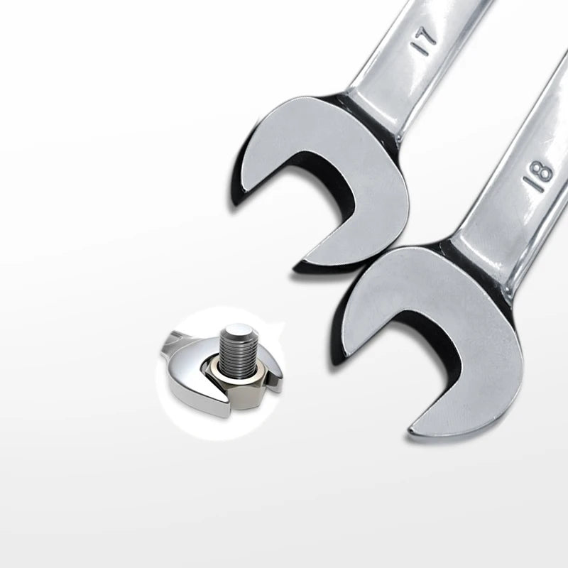 Dual-head Ratchet Wrenches - Chrome Plated Vanadium Steel, 6-32mm Combination Spanners for Car Repair and Hardware Tasks