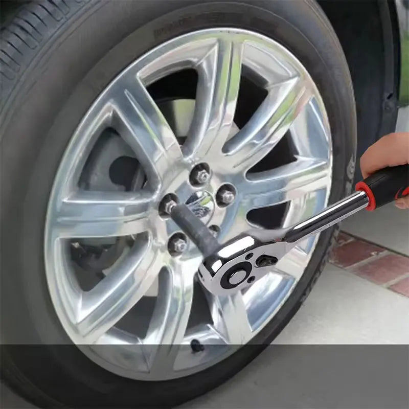 LIDIAO Handle Wrench Set 12pcs Socket Ratchet 1/2 Spanner Kit with Extension Rod and 10 Common Sockets Car Repair Hand Tools